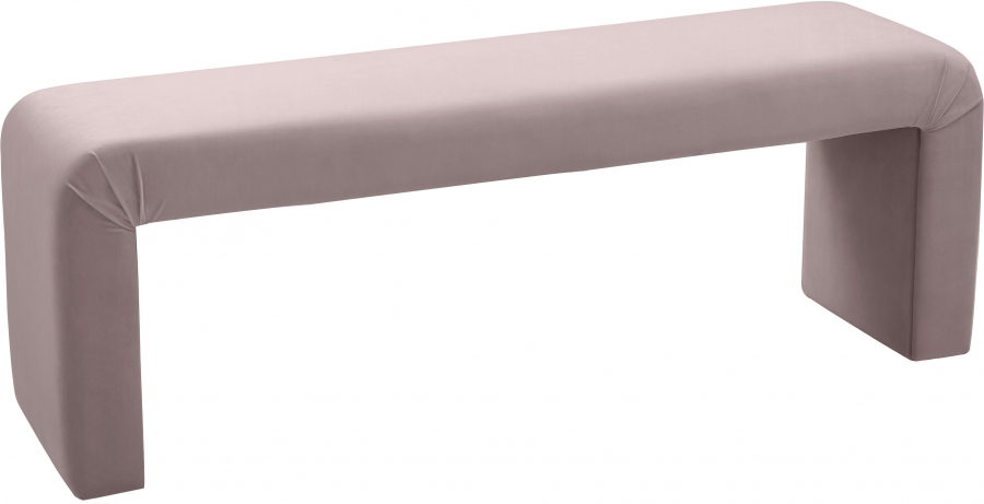 Meridian Furniture Minimalist Pink Velvet Accent Bench Mary s Wholesale Furniture Jacksonville FL