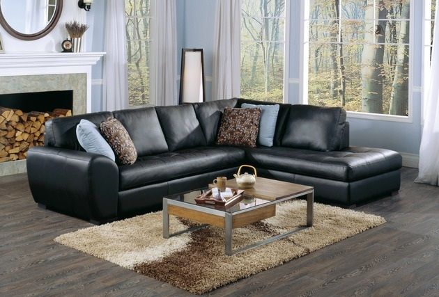 Palliser® Furniture Kelowna 2-Piece Black Right-Arm Facing Sofa Sectional and Chaise-1