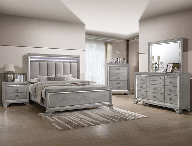 Crown Mark Vail Gray Queen Upholstered Panel Bed-0