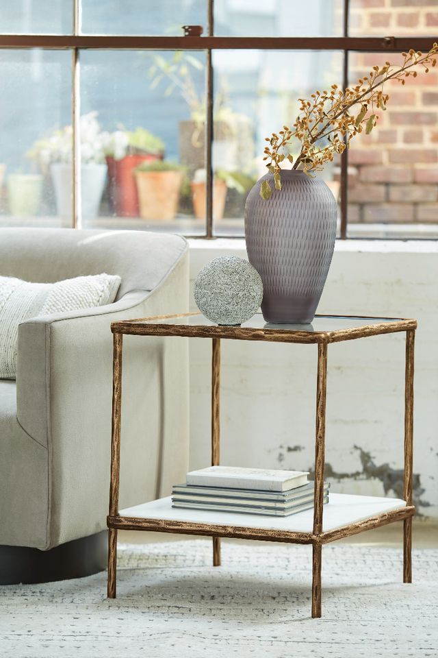 Signature Design by Ashley® Ryandale Glass Top Accent Table with Antique Brass Base-3