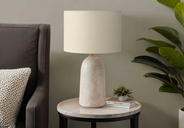 Monarch Specialties Inc. Beige Ceramic Table Lamp with Ivory Shade-2
