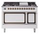 Ilve® Nostalgie II Noblesse 48'' White Pro Style Dual Fuel Range with Burnished Trim-0