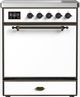 Ilve® Majestic III 30" White Pro Style Induction Range with Solid Door and Burnished Trim-0