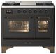 Ilve® Majestic III 40" Graphite Matte Pro Style Dual Fuel Liquid Propane Range with Triple Glass Door and Burnished Trim-0