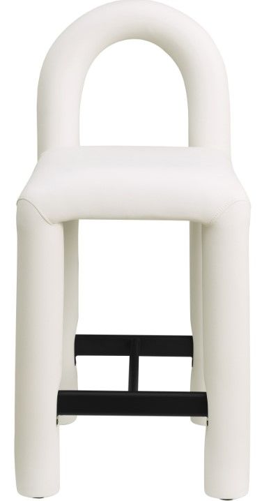 Meridian Furniture Amari Cream Leather Upholstered Counter Stool-1
