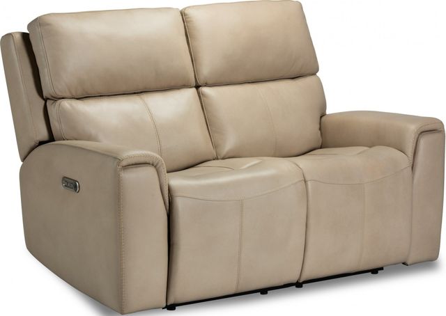 Flexsteel® Jarvis Parchment Power Reclining Loveseat with Power Headrests-0