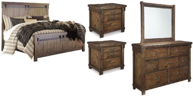 Signature Design by Ashley® Lakeleigh 5-Piece Brown California King Panel Bed Set-0