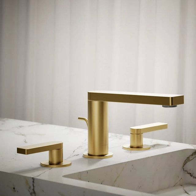 KOHLER® Composed® Vibrant Brushed Moderne Brass Widespread Bathroom Sink Faucet with Lever Handles-3
