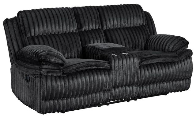 Homelegance® Goodland Black Manual Double Reclining Console Loveseat-0