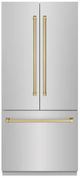 ZLINE Autograph Edition 36" 19.6 Cu. Ft. Stainless Steel Built-In Bottom Freezer Refrigerator with Graphite Gray Interior and Champagne Bronze Accents-0