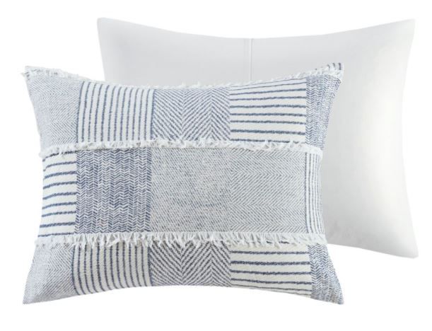 Olliix by Madison Park Schafer Blue Full/Queen Five Piece Cotton Clipped Comforter Set-3