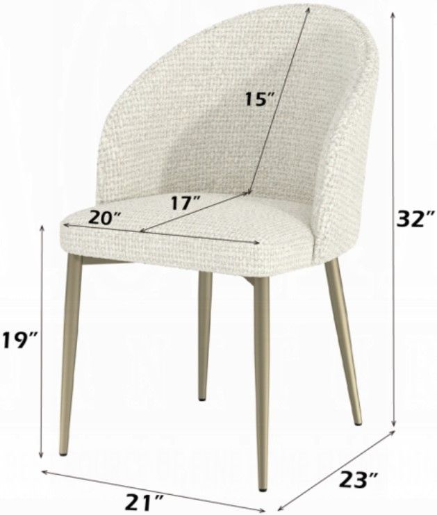 ACME Furniture Cora 2-Piece Champagne/White Upholstered Dining Side Chair Set-2