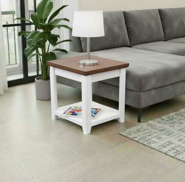 Legends Home Providence Bourbon End Table with White Base-1