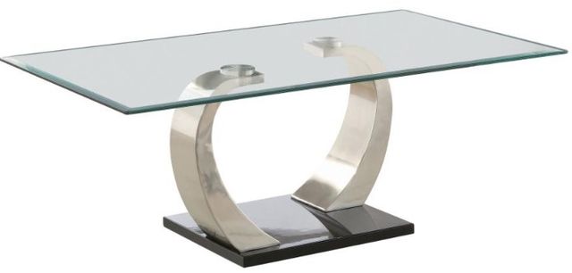 Coaster® Pruitt 2-Piece Tempered Glass Top Occasional Table with Black/Satin Silver Base Set-2