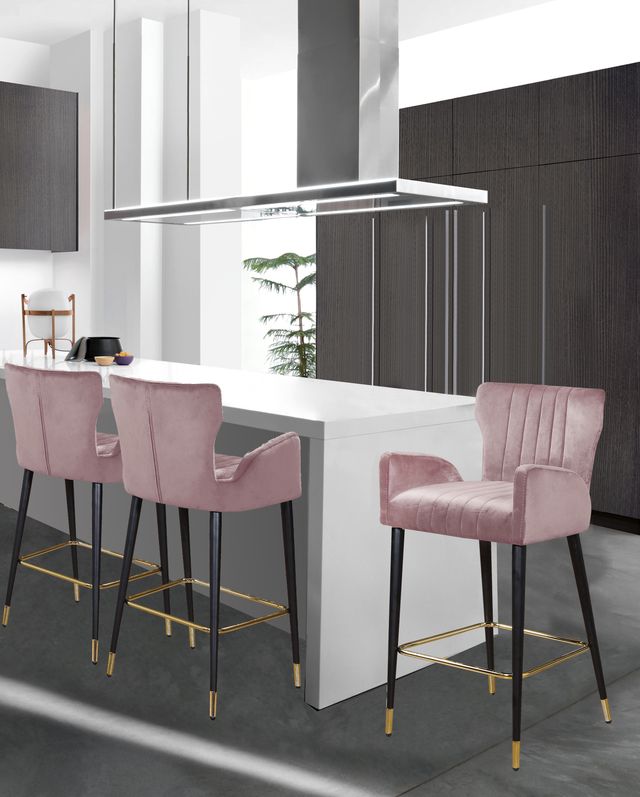 Meridian Furniture Luxe Pink Velvet Counter Stool-3