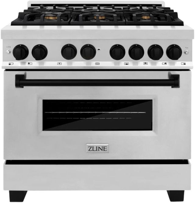 ZLINE Autograph Edition Legacy 36" Stainless Steel Pro Style Dual Fuel Range with Matte Black Accents-0