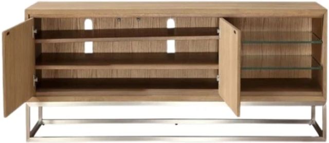 Modus Furniture One Bisque/Brushed Stainless Steel 74" TV Console-3