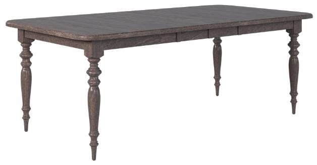 Country View Woodworking Customizable Geneva Hickory Top 42" Dining Table with 4-Leaves and Brown Maple Base-0