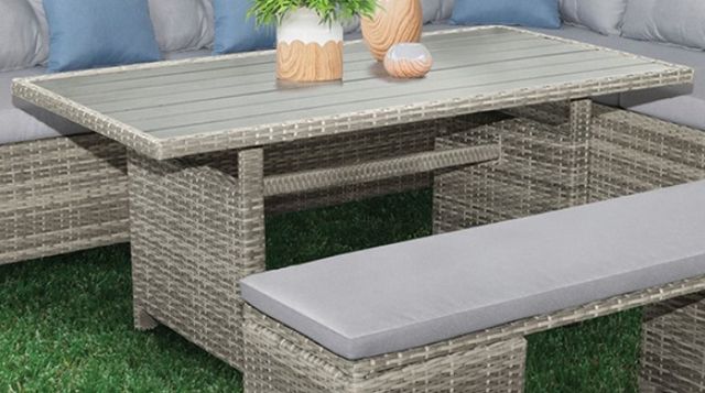 Furniture of America® Malia Gray Aluminum/Faux Wicker Outdoor Patio Dining Table-0