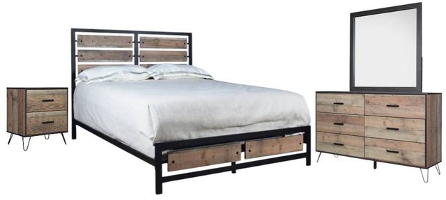 New Classic® Home Furnishings Elk River 4-Piece Rustic Queen Panel Bedroom Set-0
