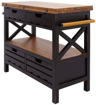YHD Cassidy Black Kitchen Island-3