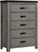 Elements International Wade Gray Wood 5-Drawer Chest-0