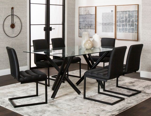 Cramco Finn Glass Top Dining Table with Matte Black Base-4