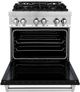 ZLINE 30" Stainless Steel Pro Style Dual Fuel Range with Black Matte Door-1