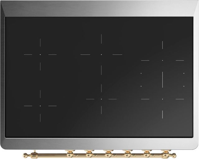 Ilve® Majestic III 36" Glossy Black Pro Style Induction Range with Triple Glass Door and Brass Trim-2
