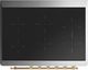 Ilve® Majestic III 36" Glossy Black Pro Style Induction Range with Triple Glass Door and Brass Trim-2