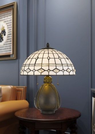 Cal® Lighting & Accessories Tiffany Dark Bronze/White Table Lamp-1