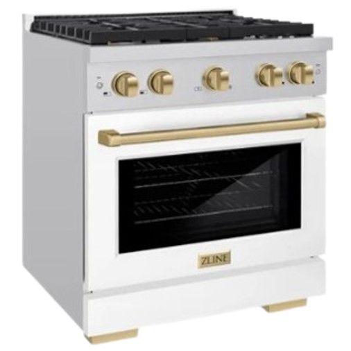 ZLINE Autograph Edition 30" Stainless Steel Pro Style Gas Range with White Matte Door-3
