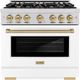 ZLINE Select Autograph Edition 36" Stainless Steel Convection Pro Style Gas Range with White Matte Door and Champagne Bronze Accents-0