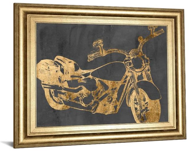 Classy Art Black/Gold Motorcycle Bling I by Jennifer Goldberger Framed Print Wall Art-1