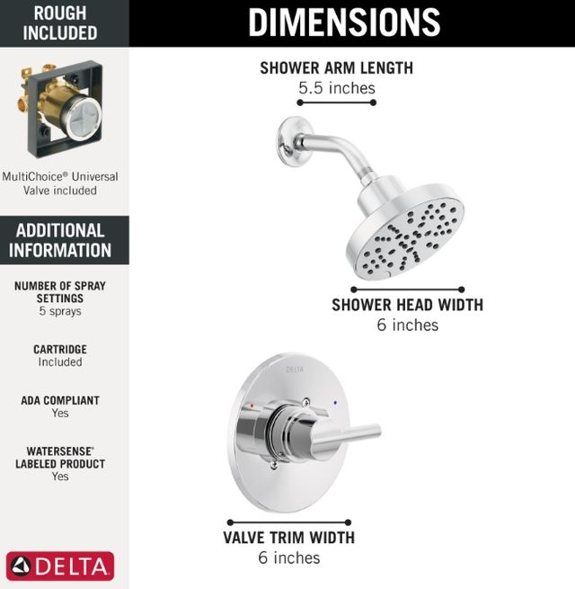 Delta Nicoli® Monitor® 14 Series H2Okinetic® Chrome Shower -2