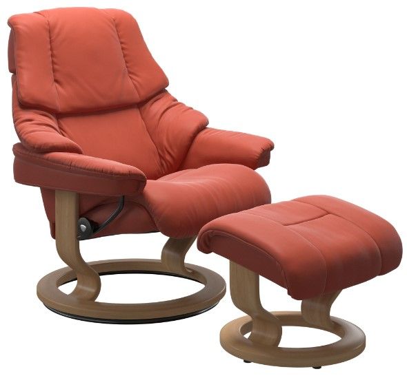 Stressless® by Ekornes® Customizable Reno Medium Manual Recliner and Ottoman with Classic Base