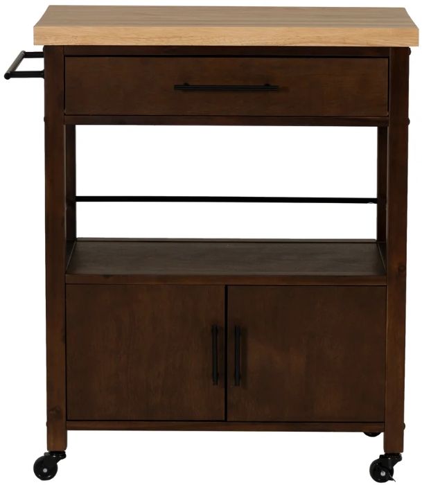 Linon Fino Natural/Walnut Kitchen Cart-3