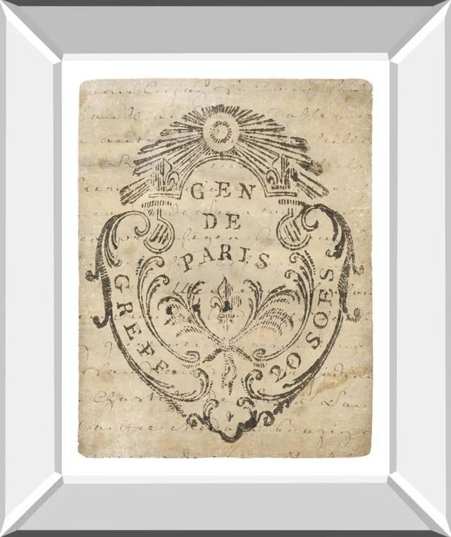 Classy Art Letter Crest IIa Vintage v2 by Wild Apple Portfolio Mirrored Frame Wall Art-0