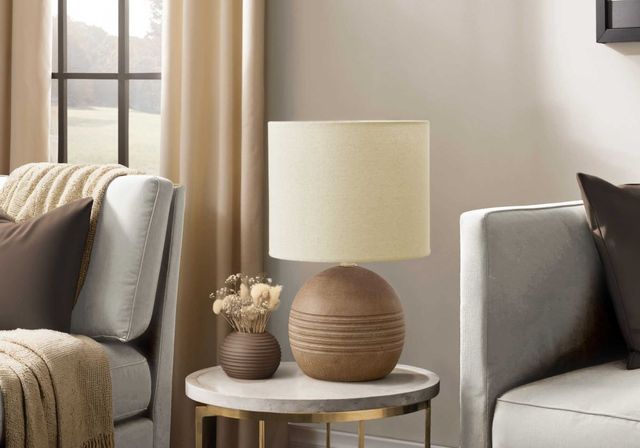Monarch Specialties Inc. Brown Resin/Beige Shade Table Lamp -2