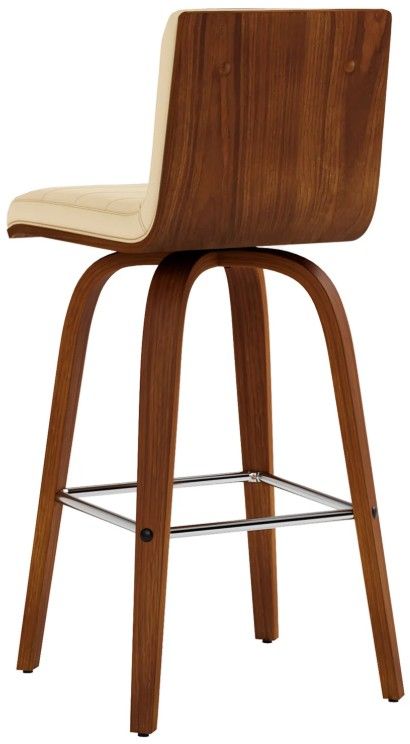 Armen Living Vienna 3-Piece Cream/Walnut Swivel Counter Stool Set-4