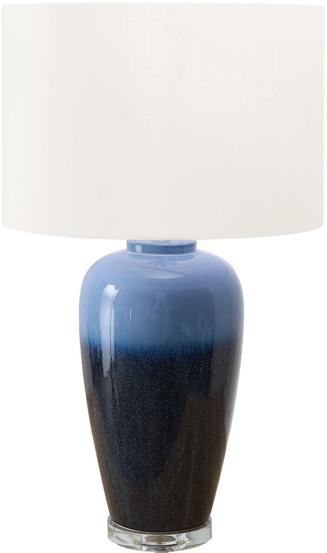 Monarch Specialties Inc. Blue Ceramic Table Lamp with Ivory Shade-0