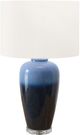 Monarch Specialties Inc. Blue Ceramic Table Lamp with Ivory Shade-0
