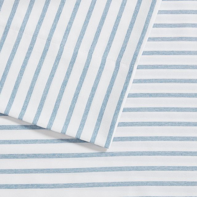 Olliix by Madison Park Essentials Blue Stripe King Chambray Sheet Set-2