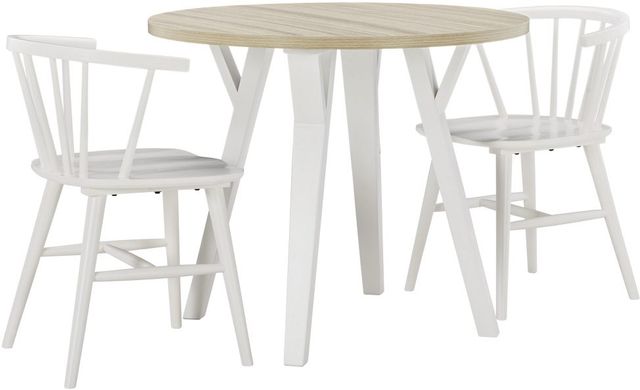 Signature Design by Ashley® Grannen Natural Round Dining Table with White Base-2