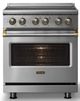 Viking® 5 Series 30" Stainless Steel Pro Style Induction Range with Brushed Brass Trim-4
