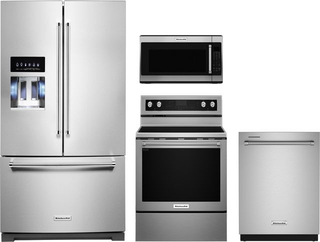 KitchenAid® 4 Piece Fingerprint Resistant Stainless Steel Kitchen Package-0