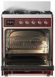 Ilve® Majestic III 30" Burgundy Pro Style Dual Fuel Liquid Propane Range with 5 Black Brass Burners and Copper Trim-1