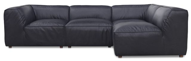 Moe's Home Collection Form Signature 4-Piece Vantage Black L-Shaped Modular Leather Sectional-1