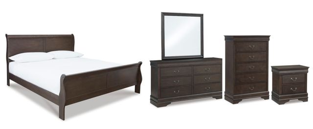 Signature Design by Ashley® Leewarden 5-Piece Dark Brown Full Sleigh Bed Set-0