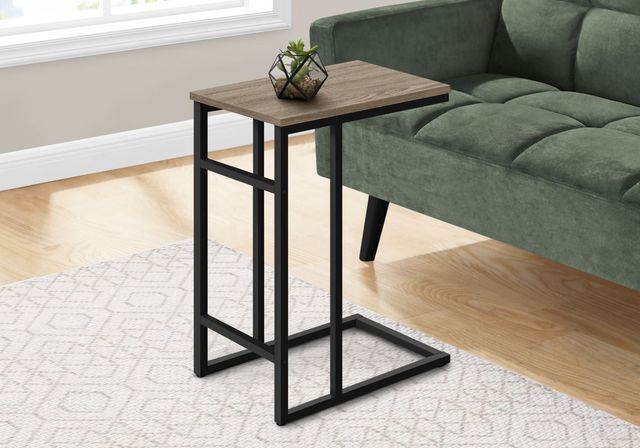 Monarch Specialties Inc. 24"H Dark Taupe Accent Table with Black Metal Frame -2